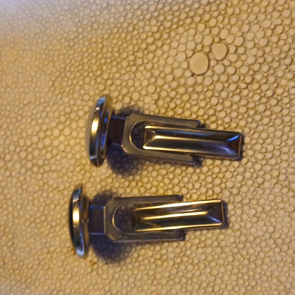 Cufflinks Onyx & Mother of Pearl silvertone - Picture 6 of 6